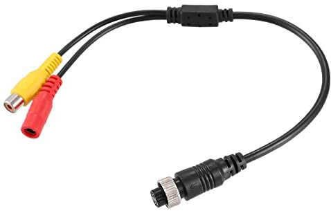 X AUTOHAUX Auto Rückfahrkamera Adapter Kabel 33,5cm M12 4-Pin 1Stück | Schwarz Rot Gelb, Metall PVC, 4 Stifte, Stecker Auf RCA AV DC Busche, Für RCA Kamera/Monitor