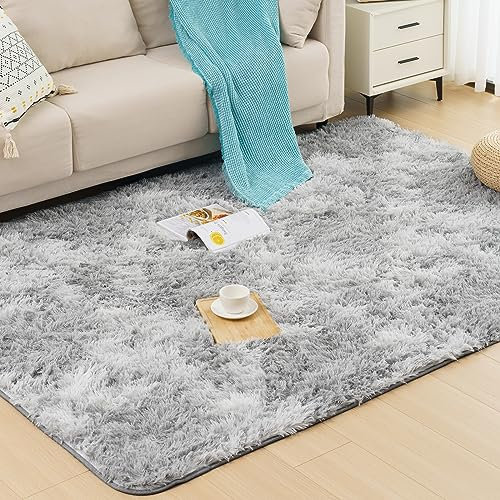 Vamcheer Hochflor Flauschiger Wohnzimmer Teppiche - Langflor Einfarbig Weich Schlafzimmer WaschbarerTeppich, Shaggy Carpet für Fußbodenheizung Geeignet, Plüsch Wohnzimmerteppich 160X230