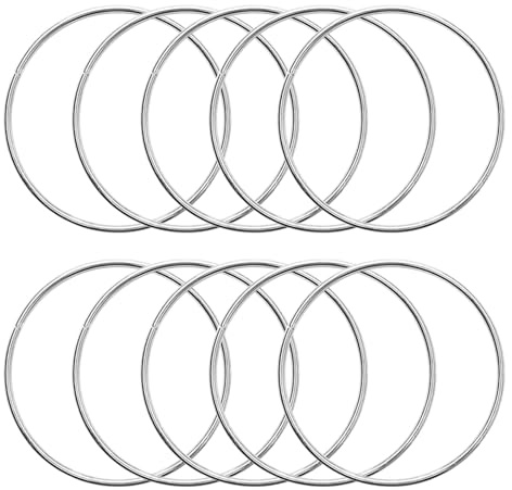 KALIONE Metallringe zum Basteln 10 Stück 12cm Silber Metallringe Metall Ringe Deko für Traumfänger Ring, Makramee Ring, Wickeltechnik, Floristik,Hochzeitskranz,Hoops