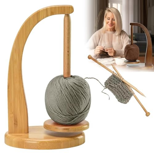 CHEFFS Wollabwickler, Magnetischer Wollknäuelhalter, Wollhalter Rotierender, Garnhalter, Holzgarnspinner, rotierender Magnetischer Wollknäuelhalter, Häkelgeschenk Für Strickliebhaber (1,1)
