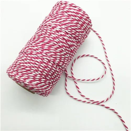 Cordel 100m/roll Colorful DIY 2ply Bakers String Cotton Cords Rope For Home Decor Handmade Packing Craft Projects Hilos Cordón (Color : Rose-White)