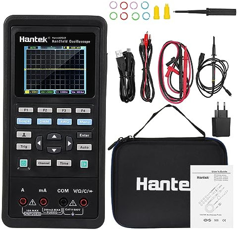 Jemora Oscilloscopio digitale palmare 2 in 1 + multimetro USB a doppio canale a 2 canali Misuratore di portata portatile Larghezza di banda 40 MHz Frequenza di campionamento 250 MSa/s