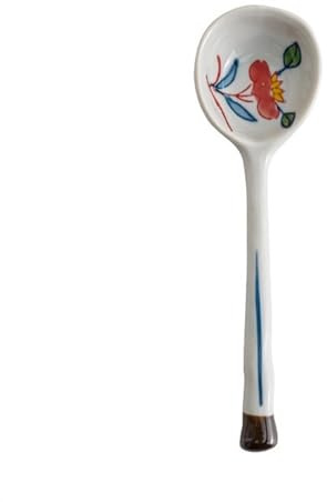 Petite Cuillère Cuillères à soupe Cuillères à soupe en porcelaine Cuillères de table chinoises peintes à la main sous glaçure Cuillères à louche à long manche en céramique, lot de 2 Cuillère à Café(Co