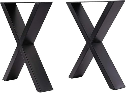INMOZATA Tischbeine Metall 2 Stück X Form Tischfüße Schwarz Tischgestell DIY Möbelfüße für Schreibtisch Couchtisch Esstisch Sitzbank B70 x H71 cm
