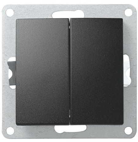 McPower Wechselschalter 2-fach | Flair | Doppel-Lichtschalter, 250V~/10A, Unterputz, Wippschalter, matt Schwarz