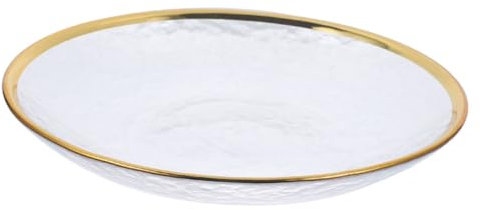 BRIGHTFUFU Plates Alternative Large Capacity Glass Plate for Salad Snack and Dessert Serving