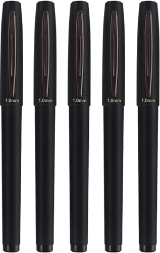 Archic Gel Pens Black Ink 1.0mm Bold Ballpoint Pen Quick-Drying for Writing Drawing Doodling - Pack of 5