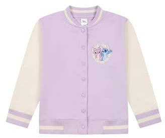 Disney Girls Lilo and Stitch Varsity Bomber Jacket Stitch and Angel Baseball Style Coat for Kids