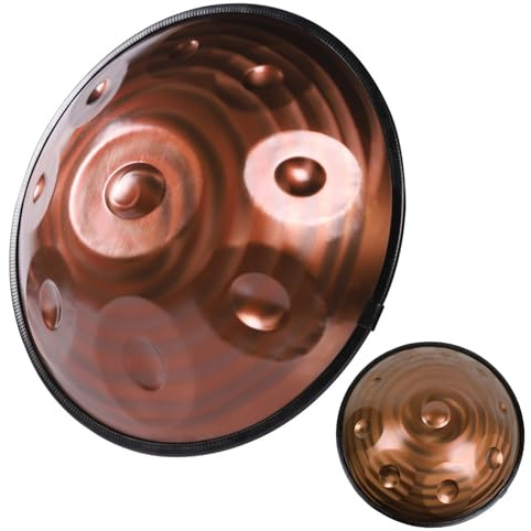SQSXCKIQ Gold-Handpan-Schlagzeug-Set für Erwachsene, 440 Hz, 432 Hz, Stahl-Schlaginstrument, D-Moll-Handpan mit Handtrommelständer und weicher Tasche (Farbe: 10 Noten, Größe: 432 Hz)