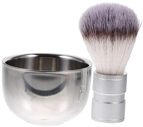 BESPORTBLE Cuenco y Brocha De Afeitar Cuenco De Acero Inoxidable Doble Capa Brocha De Afeitar De Nailon Para Taza Con Aislamiento Térmico Uso Baño