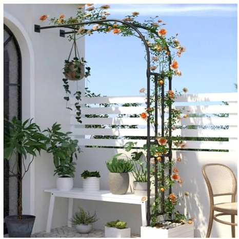 Soporte de enrejado de escalada montado en la pared, enrejado alto para colgar plantas, flores, macetas, interiores y exteriores, para patio, jardín, balcón