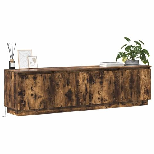 vidaXL Meuble TV Chêne fumé 180 x 38 x 49 cm Bois d'ingénierie, Solutions de Rangement Modernes, Meuble Mural rectangulaire, unité média compacte, mobilier Multifonctionnel