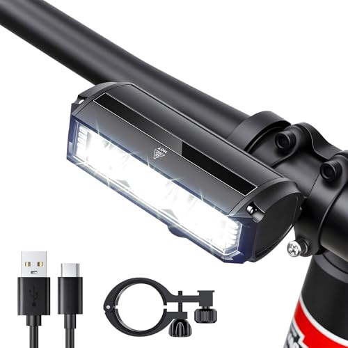 POWVINE Bike Headlight, 2000 Lumens Super Bright USB-C Rechargeable Bicycle Light, 4 Modes, IPX5 Waterproof, Quick Release Mount Bike Front Light for Night Riding, Mountain Road Cycling