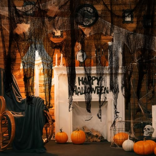 Forbabe 1200 x 120 cm Halloween Dekoration Gaze, Käsetuch Türvorhang | Halloween Gruseliger Stoff Geeignet für Türen, Hallen, Duschvorhänge, Veranden, Decks, Fenster, Tore, Deko Prop
