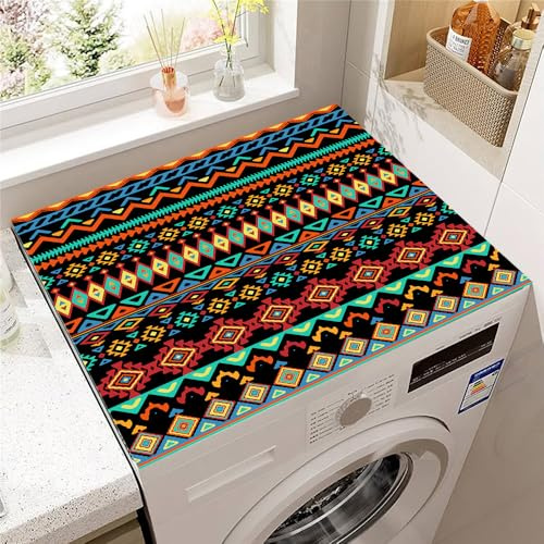 Highdi Style Rétro Coloré Housse de Protection pour Machine à Laver Top, Coussin de Machine à Laver Antidérapant Housse de Machine à Laver pour Machine à Laver Ou Sèche-Linge (Coloré,60x60cm)