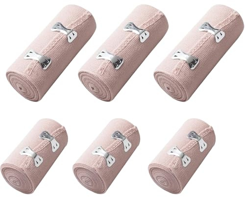 6 Piece Bande De Crêpe Médicale,Bandage Médical Élastique With Agrafe De Élastique Pince,Bandage Medical,Bande Pansement,Bande Medicale,Pour Les Entorses De La Cheville Du Poignet Du Bras Jambe.