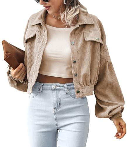 Bomberjacka Cropped jacka Manchester Button Down Ytterkläder Puffärm Shackets för kvinnor 2025 Casual Höstoutfit Lättvikts trendiga vårkappor