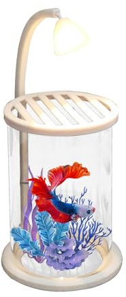 Xijobido Aquarium en verre éclairé | Décoration épaisse pour salle de classe, bureau, chambre à coucher, lieu de travail, table de salon