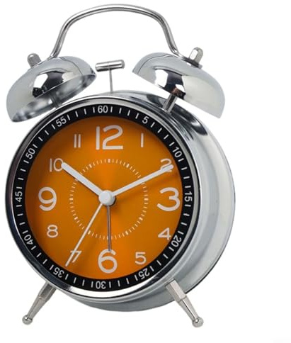 Elegante sveglia meccanica con due campane, perfetta aggiunta a qualsiasi comodino (arancione)