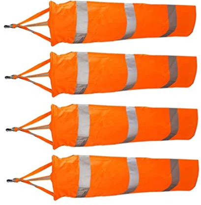 AZIDWERYQ Flughafen-Windsäcke Rip-Stop Outdoor-Windtaschen mit reflektierenden Gürteln, wasserdichte Oxford-Sockentasche zur Messung der Windrichtung, 60 cm, 4 Stück, Orangefarbene Taschen