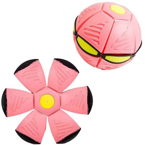 Valicaer Magic Bouncing Ball Magical Flying Ball 2-in-1 Transforming Magic Bouncing Flying Saucer Toy for Pets Dog Indoor Outdoor(Pink)