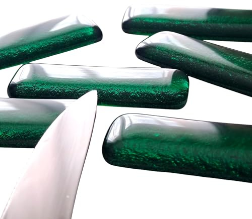 Lot 6 Porte-Couteaux Verre Vert Transparent Artisanal Fait Main France +Étui