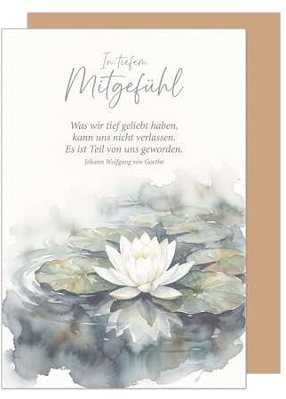 Edition Seidel Premium Trauerkarte mit Umschlag. Beileidskarte Kondolenzkarte Klappkarte Spruch In tiefem Mitgefühl Anteilnahme Erinnerung Trost Hoffnung Kraft Zuversicht (T1323 SW026)