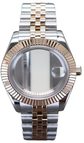 1 st 36 mm 39 klockfodral Silver Rose Gold Armband i rostfritt stål for Nh34 Nh35 Nh36 Nh38 for Miyota 8215 Movement(Silver Rose Gold 1,39mm 8215)