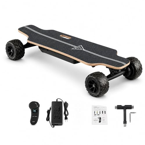 Elektrisches Longboard Skateboard Dual-Antrieb, 105 mm Komfort-Räder, LCD-Fernbedienung, Ahorn-Deck 83×21 cm, 150 kg Maximalgewicht, Perfekt für Freizeit, Campus & Outdoor-Touren