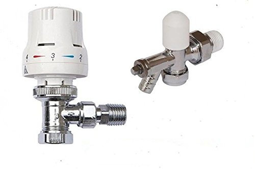 SWEETY HOUSE SWEET HOUSE Thermostatic Radiator Valve Set TRV + Lockshield Drain Off Valve 15mm x 1/2
