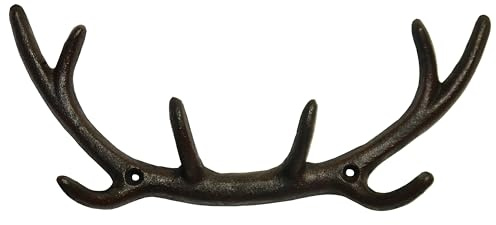 degawo Hirschgeweih Wandhaken Haken GARDEROBE Gusseisen Antik-schwarz-braun Landhaus