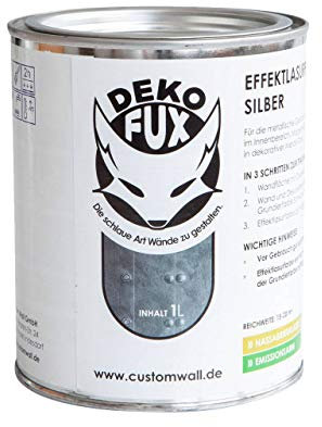 DekoFux Effektlasurfarbe 3D Wandgestaltung, Polymerdispersion, Silber, 1 Stück