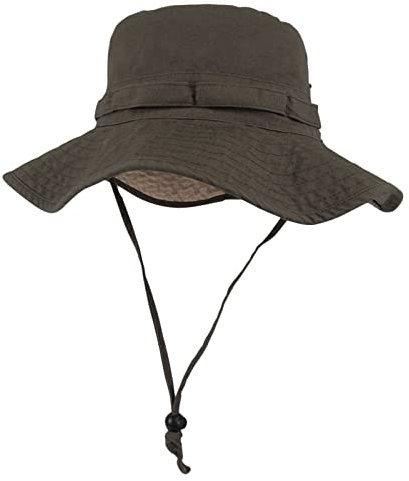 Phaiy Fischerhut, breite Krempe, UV-Schutz, Sonnenhut, Boonie-Hut, Angeln, Wandern, Safari, Outdoor-Hüte für Damen und Herren, Olivgrün-Beige, Einheitsgröße