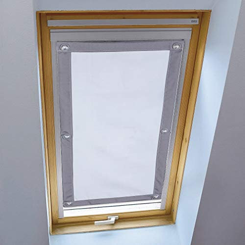 LIVEINU Dachfensterrollo für Dachfenster Verdunkelungsrollo Sonnenschutzrollo UV Schutz Thermo Rollo mit Saugnäpfe Ohne Bohren 100% Blickdicht für Reisen Autos 48x115cm Weiß Grau
