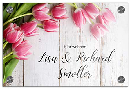 Türschild Namensschild für die Haustür 30x20 cm mit UV Druck und einem einzigartigem Design Eingangsschild Garten Familienschild Klingelschild Klingelplatte Funk-Klingel