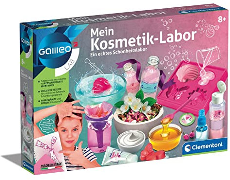 Clementoni Galileo Lab – Mein Kosmetik-Labor, aromatisierte Badesalze, Parfüms, Seifen & Cremes, Spielzeug für Kinder ab 8 Jahren, Experimente für Zuhause 59247