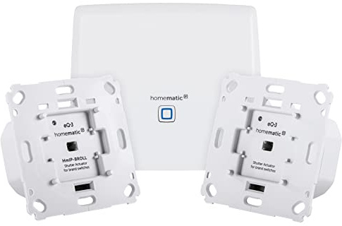 Homematic IP Set mit Smart Home Zentrale CCU3 und 2X Rollladenaktor für Markenschalter