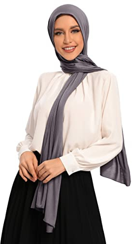 Hybeeh hijab halsdukar för kvinnor premium jersey hijab hijab för kvinnor muslimsk bomull hijab, Mörkgrått, 70 28 inch