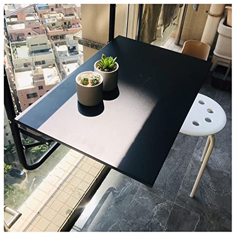 JSSSM Balkonhängetisch Klappbarer Hängetisch Hängend 60x40cm Balkontisch Outdoor-Tisch für Balkon Geländer (Color : Black, Size : Can Hang Railing 0.4-7cm)