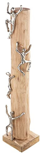 GILDE Deko Skulptur Figur XL - Hoch hinaus Aluminium, Holz naturfarben - Höhe 74 cm