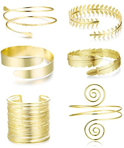 ORAZIO 6 Piezas Brazo Brazalete Brazalete para Mujeres Plata Oro Ajustable Conjunto Brazo Minimalista BodaJoyería