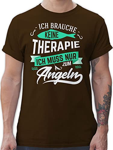 T-Shirt Herren - Angler Geschenke & Zubehör - Ich Brauche Keine Therapie Angeln - XL - Braun - Geschenk für angelshirts Angel fischen Shirt angelbekleidung Fischerei muss nur Tshirt angelshirt