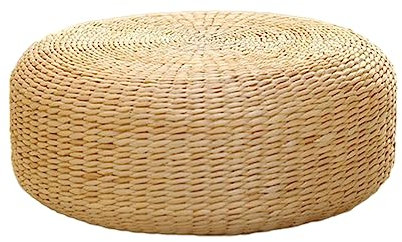 LOVIVER Rattan-Bodenkissen, Japanischer Stil, Tatami-Sitzkissen Rund, Handgewebtes Futon-Sitzkissen, Yogakissen, Heimdekoration für Schlafzimmer, Balkon, 38cm Durchmesser