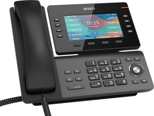Snom D862 IP Tischtelefon, SIP Schreibtischtelefon, 5 IPS-Farbdisplay 1280x720, 8 SIP-Konten, 8 SmartLabel-Funktionstasten, USB 2.0, PoE, Gigabit, Gunmetal Schwarz