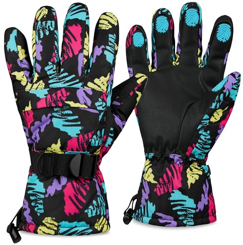 CityComfort Guantes de Esquí para Mujer, Guantes Térmicos Impermeables Táctiles, Guante Invierno Forrado Cálido Esquí Snowboard Nieve Frio L/XL (Multi-Color/Multicolor)