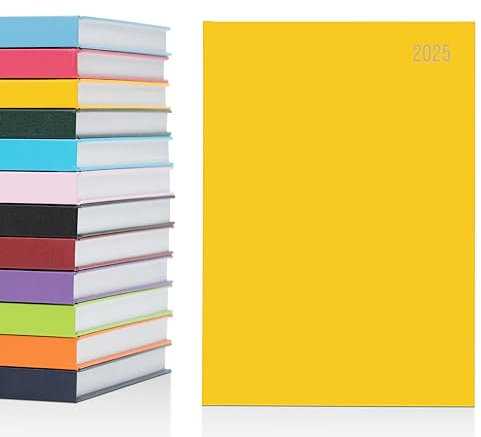evelay 2025 A4 A5 Tagesplaner Ganzjahresplaner Schreibtisch Hardcover Akademischer Organizer für Home Office Schule (A5 Seite pro Tag, Gelb)