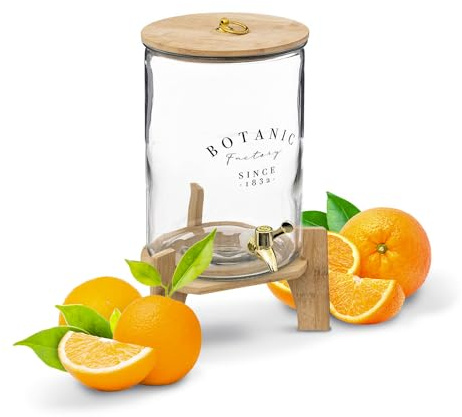 Distributore Multifunzione 8L con Supporto in Bambù - Ideale per Feste, Rinfreschi e Uso Domestico - Versatile per Bevande e Detergenti