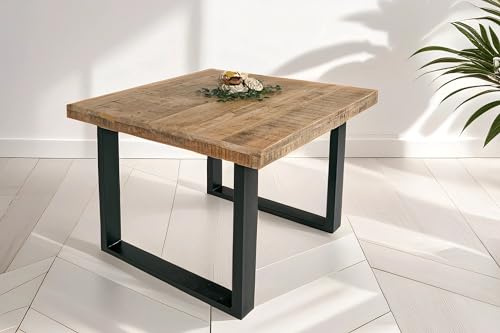 SAM Esstisch Rio 80x80 cm Mangoholz Natur gerade Kanten U schwarz