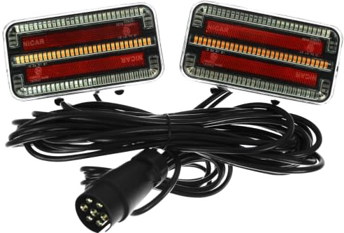TT Technology LED Rückleuchte TT.12025 3 Funktionen 12-24 V Kabel mit 7-PIN Stecker Kabel 12 m Montage links und rechts Maße 155 x 80 x 25 mm Set magnetisch IP65 für Anhänger LKW