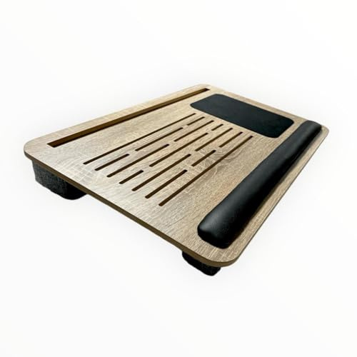 mahya® Mesa de cama para ordenador portátil con cojín, cojín para ordenador portátil, mesa de cama para ordenador portátil: ergonómico, ventilación, soporte para teléfono móvil/tableta, portátil y